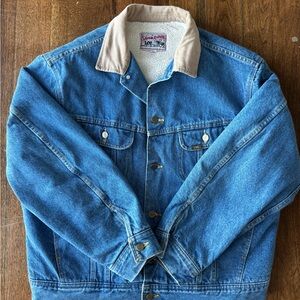 Lee Storm Rider Classic Blue Denim Jacket with Beige Collar